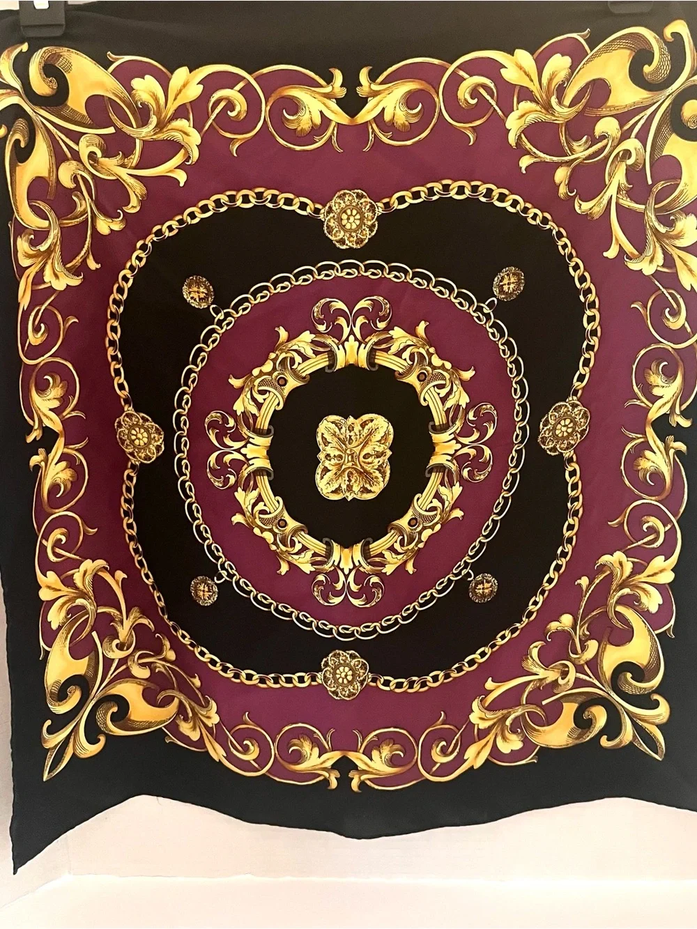 Baroque Chain Print Scarf in Magenta and Black Unbranded Mob Wife